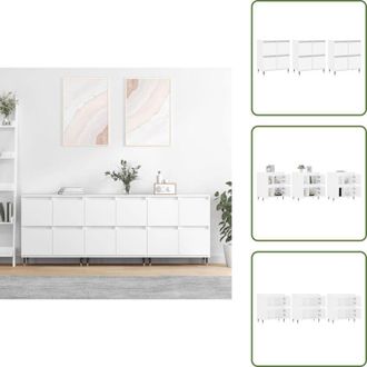 vidaXL Credenze con supporto a parete - vidaXL Credenze 3 pz Bianco in Legno Multistrato - Credenze per interni