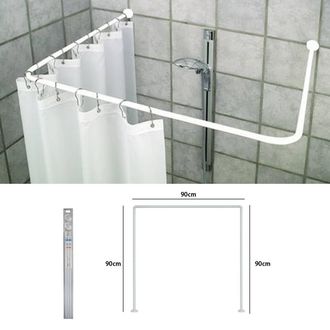 Trade Shop Trade Shop - Supporto Tenda Doccia In Acciaio Bianco Bagno 90x90x90 Bastone Asta Telaio Curvo