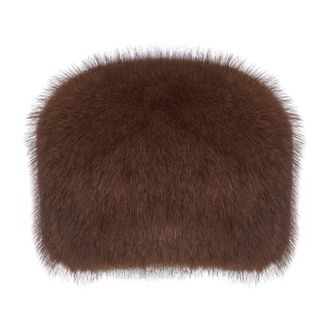 Cesare Gaspari Faux Fur Winter Hat - Dames - Hoeden - Bruin - ONE Size - Leer - Accessoires