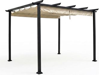 Siediti Fuori e Dentro P&eacute;rgola de aluminio negro 3x4 m con cubierta crema