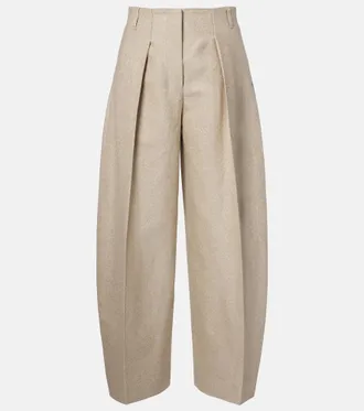 Jacquemus Ovalo cotton and linen barrel-leg pants