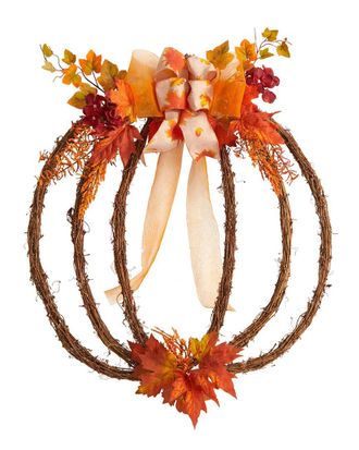 Nearly Natural 26in Autumn Pumpkin Artificial Vine Fall Wreath