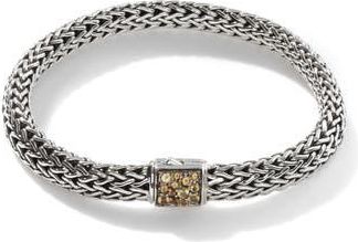 John Hardy Reversible Icon Bracelet, Sterling Silver, Pav&eacute;, 6.5mm in Black Sapphire/Citrine at Nordstrom Rack, Size Medium