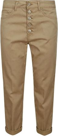 Dondup Cropped Broeken - Dames - Vrijetijds broeken - Beige - W26 - Katoen - Broeken