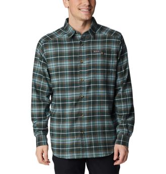 Columbia Mens Cornell Woods Flannel Long Sleeve Shirt Hiking, Spruce Multi Tartan, 4X
