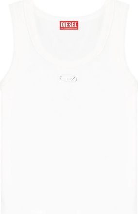 Diesel White Logo Scoop Neck Top