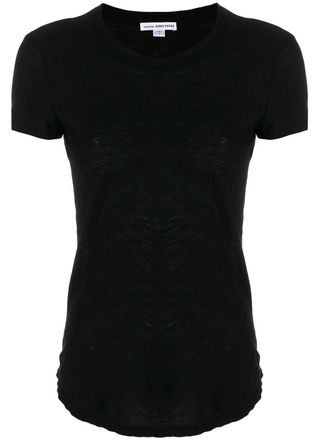 James Perse doorschijnend slub shirt met ronde hals - Zwart