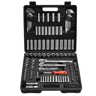 OEM Juego De Vasos, Con Trinquete Y Puntas 9,5/6,4/12,7 Mm, Sae Y M&eacute;trico, Para Puntas Profundas Y Poco Profundas, Con Punta, Accesorios Y Estuche De Tran