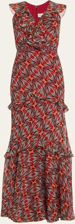 Saloni Rita Tiered Ruffle Cocktail Dress