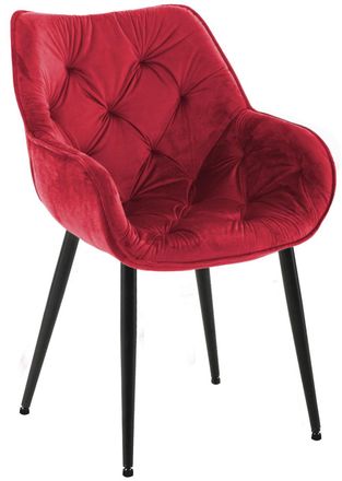 Clp Silla con patas de metal y asiento en Terciopelo Rojo
