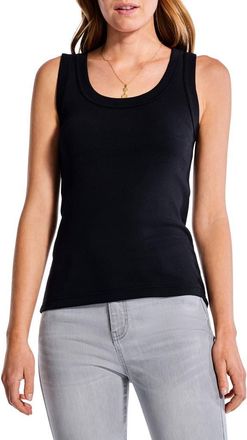 Nic+Zoe Perfect Knit Rib Scoop Neck Tank in Black Onyx at Nordstrom, Size Xx-Large