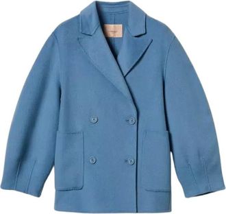 Twinset Caban - Dames - Mantel - Blauw - S - Wol - Jassen