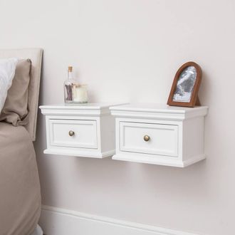 Melody Maison Pair Of White Wall Mounted Bedside Tables - Daventry White Range