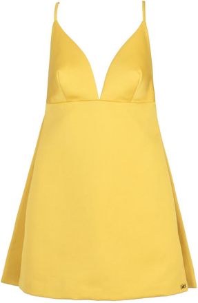 Elisabetta Franchi Yellow V Neck Mini Dress