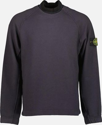 Stone Island Mens Organic Cotton Diagonal Fleece Sweatshirt - Black - Size: 36