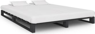 vidaXL Vidaxl - Estructura De Cama De Palets Madera Maciza Pino Gris 140x200 Cm