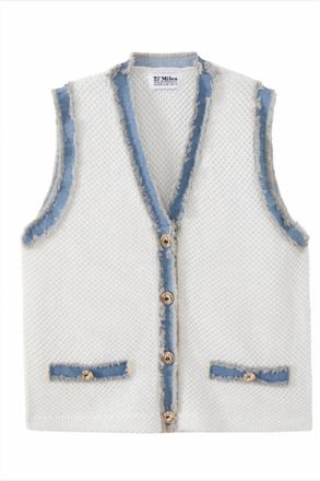 27 Miles Malibu Womens Phaedra Vest In Cloud/denim