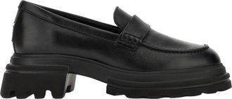 Hogan Luxe Black Calfskin Loafers With Refined Details