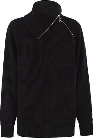 Max Mara Womens Salpa - Cashmere-blend Sweater With Zip - Black Wool - Size X-Small