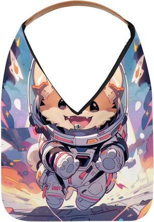 Generic Cute Space Dog Reusable Lightweight Grocery Bags - Foldable Into Compact Pouch, Washable & Sturdy, Multipurpose for Shopping and Travel