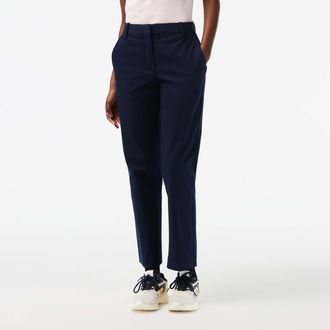 Lacoste Womens Slim Fit Stretch Cotton Chinos in Blue - Size 8 UK
