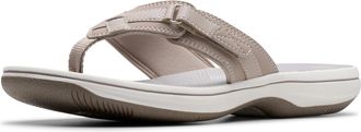 Clarks Womens Breeze Sea Flip-Flop, Light Taupe Synthetic, 3.5 UK