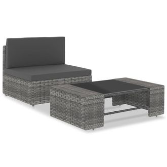 vidaXL Vidaxl - Juego De Muebles De Jard&iacute;n 2 Piezas Rat&aacute;n Sint&eacute;tico Gris