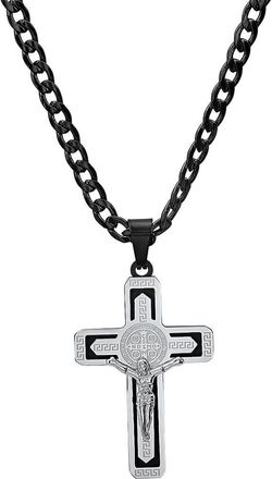 HMY Jewelry Crucifix Pendant Necklace in Silver/Black at Nordstrom Rack