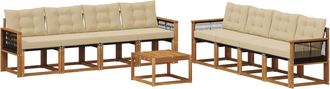vidaXL Conjunto De Sof&aacute;s De Exterior 9 Uds. Natural Y Beige Vidaxl