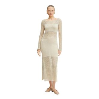 Fracomina Jurk met Splitten - Dames - Casual kleedjes - Beige - M - Kleedjes
