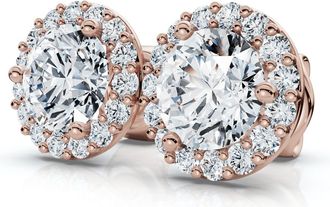 Pompeii3 2 1/2Ct Diamond 14k Gold Lab Grown Halo Earrings
