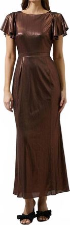 Sugarlips Rina Metallic Aspen Short Sleeve Maxi Dress In Copper