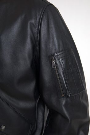 Dolce & Gabbana Black Leather Blouson Full Zip Bomber Mens Jacket