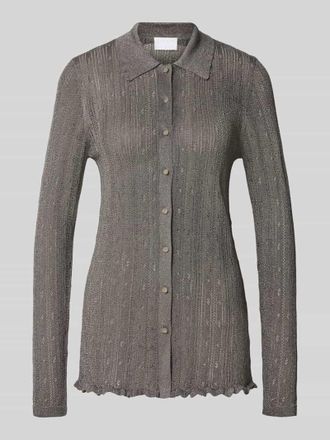 Jake*s Strickshirt mit Polokragen und durchgehender Knopfleiste in Mittelgrau, Gr&ouml;&szlig;e XXL