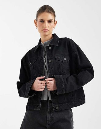 Asos Giacca di jeans oversize anni 90 nera-Nero