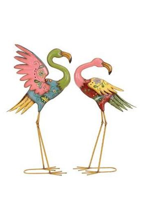 Uma Set of 2 Pink Flamingo Garden Sculptures in Pink Garden at Nordstrom Rack
