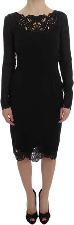 Dolce & Gabbana Bloemen Kant Zwarte Bodycon Jurk - Dames - Casual kleedjes - Zwart - 2XS - Katoen - Kleedjes