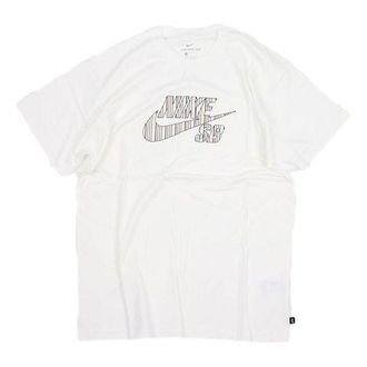 Nike Sb Skateboard Large Colorful Logo Sports Short Sleeve t White CW1463-100