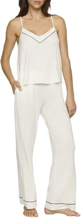 Eberjey Gisele V-Neck Camisole and Pants Pajama Set in Ivory/navy at Nordstrom, Size X-Large