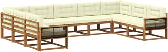 vidaXL Conjunto De Sof&aacute;s De Exterior 9 Uds. Natural Y Crema Vidaxl
