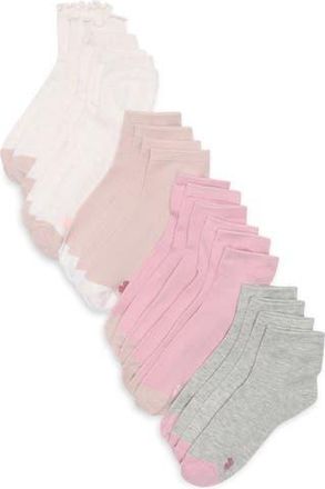 Lucky Brand 10-Pack Quarter Socks in Ivory/Pink/Grey at Nordstrom Rack, Size 9/11