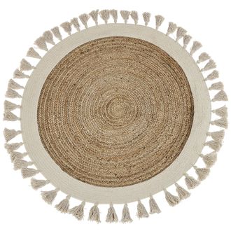 Beliani Beliani - Alfombra R&uacute;stica Boho Redonda 120 Cm Yute Beige Natural Trenzado Samsun