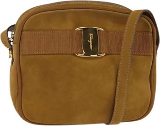 Ferragamo Pre-owned Suede Schoudertas - Dames - Vintage Schoudertas - Bruin - ONE Size - Leer - Vintage