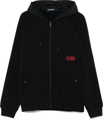 Karl Lagerfeld Mens Hooded Zip-fastening Jacket - Black Cotton - Size X-Large