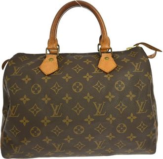 Louis Vuitton Speedy Handbag Monogram Canvas Brown Monogram Canvas,Leather Handbag (Pre-Owned)