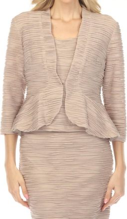 Joseph Ribkoff Textured Peplum Twin Set In Sand