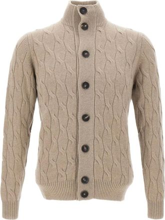 FILIPPO DE LAURENTIIS Wol Kasjmier Trui Duif Grijs - Heren - Vesten - Beige - 2XL - Wol - Truien & Vesten