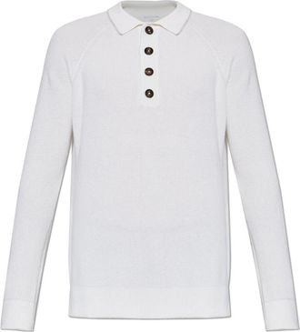 Eleventy Truien & Vesten, Heren, Wit, XL, Kasjmier, Cashmere Polo Shirt met Lange Mouwen