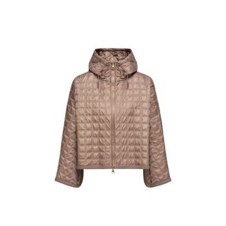 Moncler Moncler Hooded Square-quilted Padded Cape, Women, Brown, Size: One Size