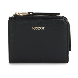 Kazar Accessoires, Dames, Zwart, ONE Size, Leer, Kazar Zwarte lederen portemonnee met goudkleurig logo
